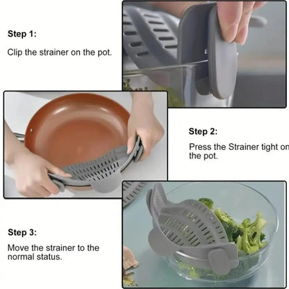 Handy Clip-On Kitchen Strainer