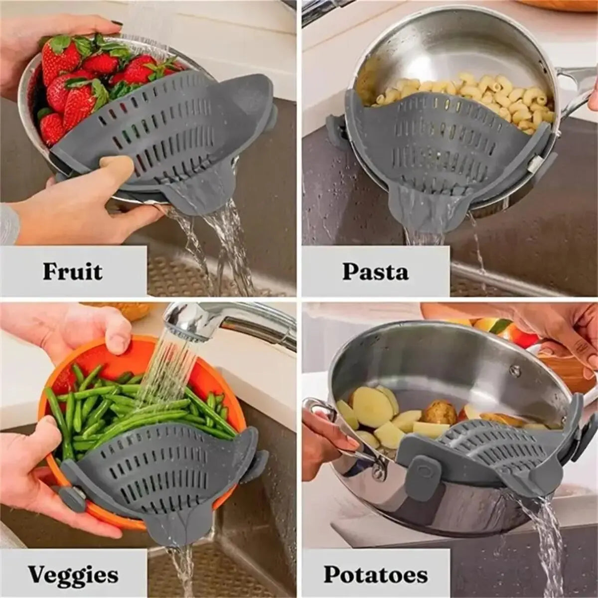 Handy Clip-On Kitchen Strainer